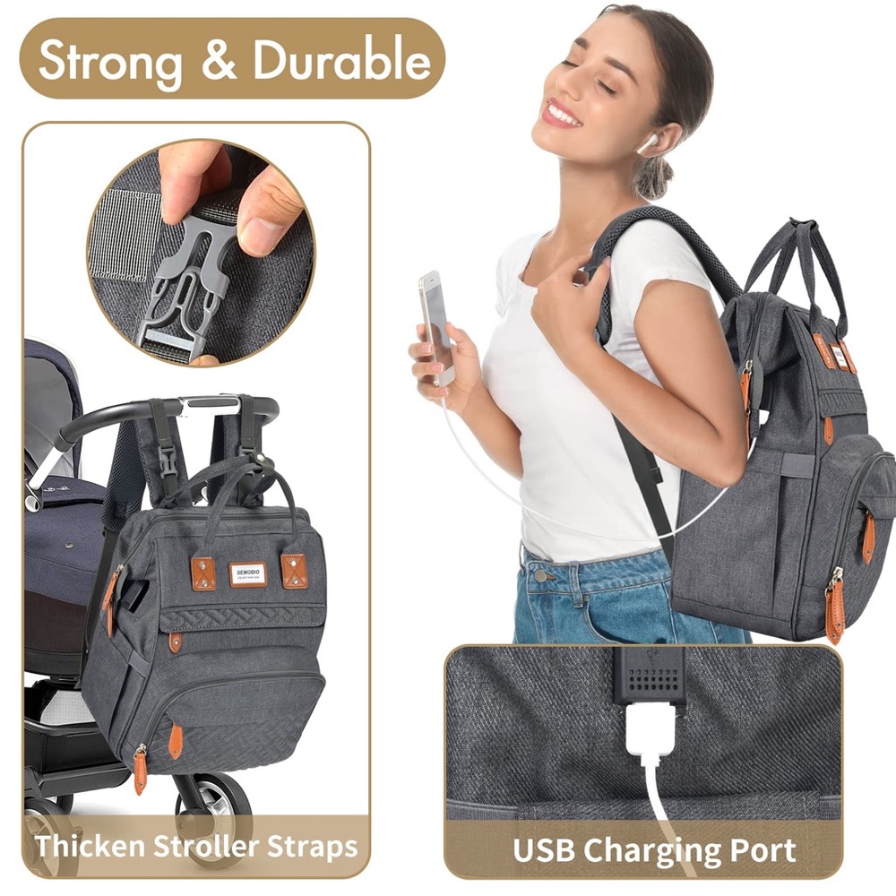 Super Compact Ergonomic Diaper Bag with Waterproof Portable Changing Pad